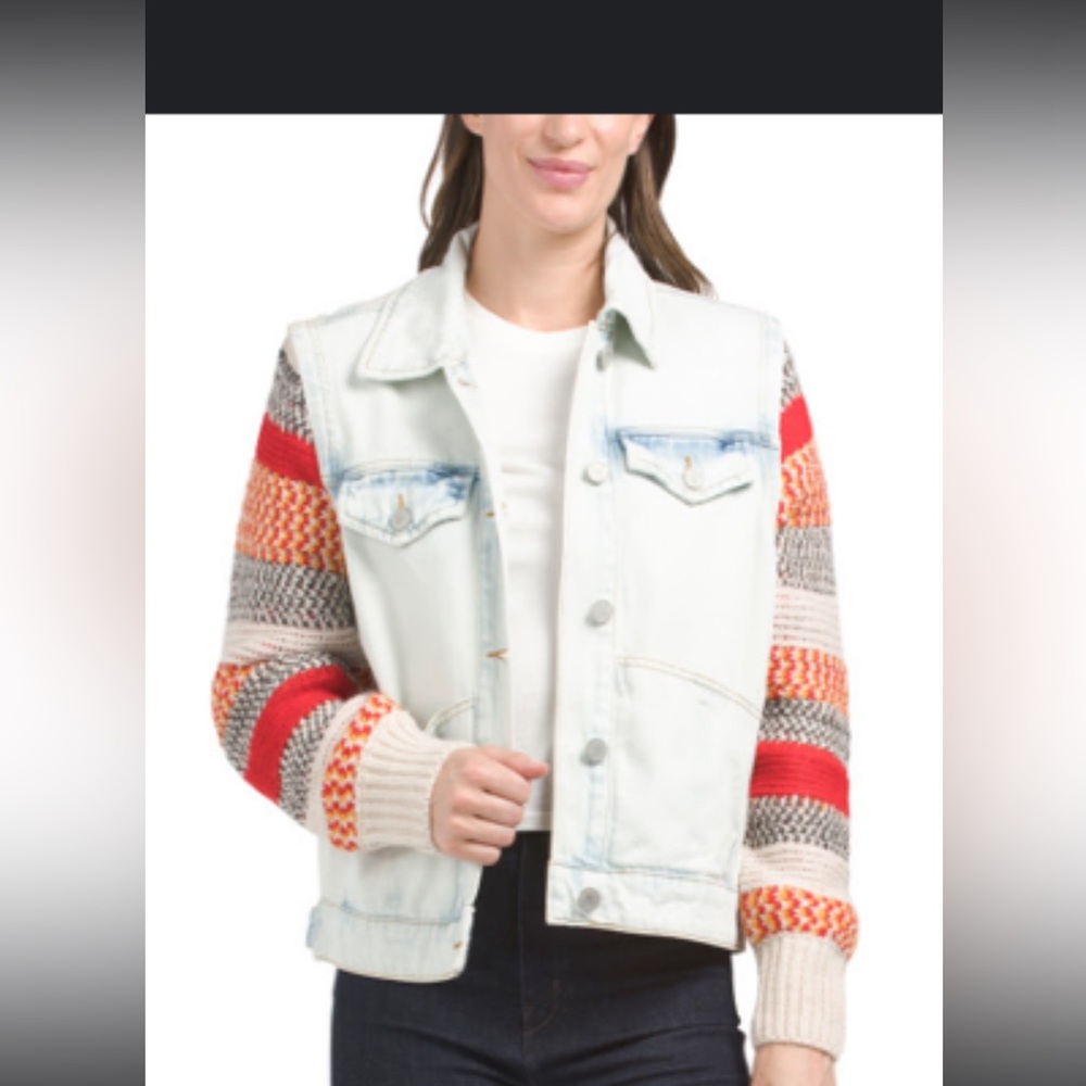 NWT Blank NYC denim jacket with knit sleeves size S